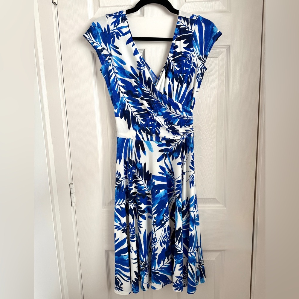 Never Worn Blue and White Crossover Dress